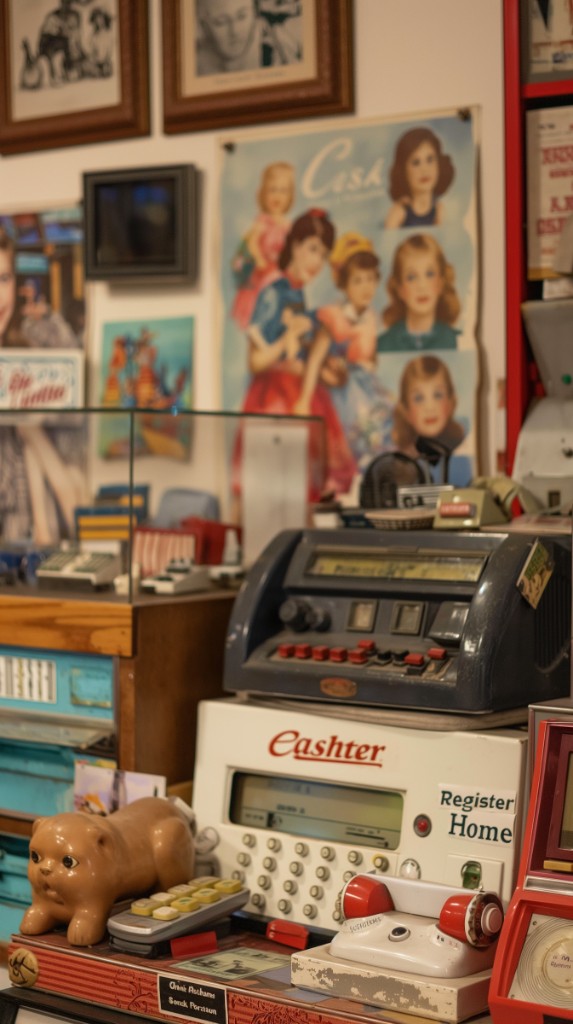 Vintage cash register and business equipment collection