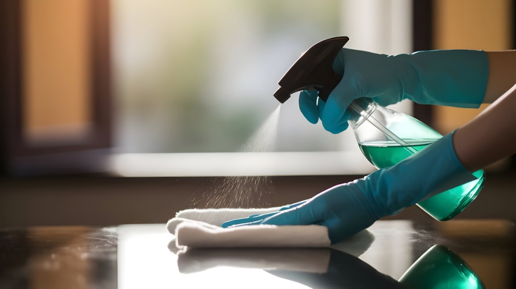 Cleaning service professional at work