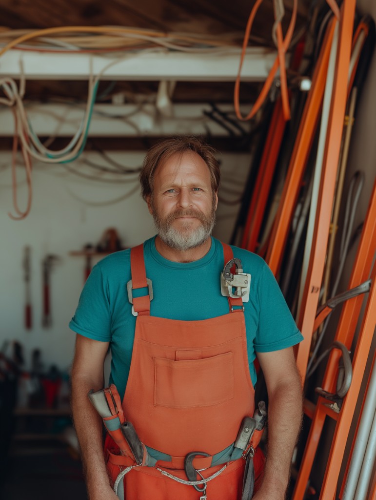 Contractor preparing tools in the workshop