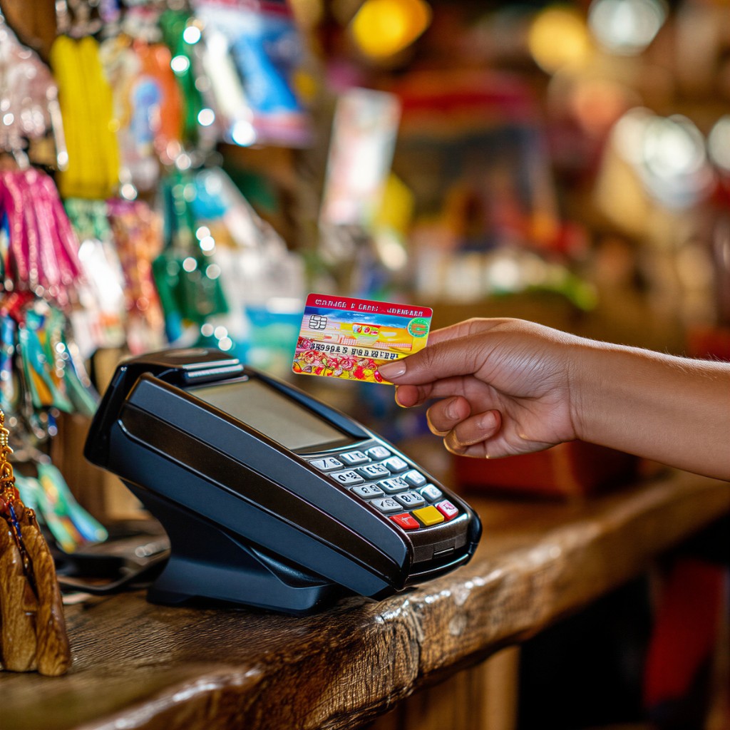 Customer completing a card payment at a point-of-sale terminal